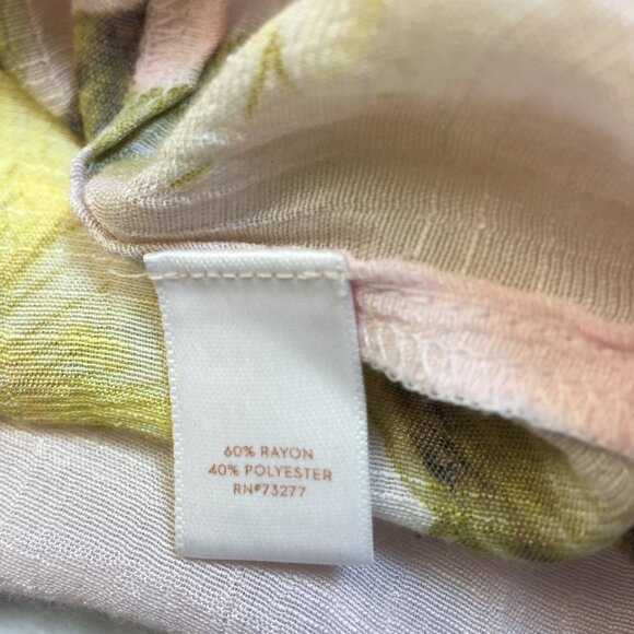 LC Lauren Conrad Blouse Tunic Top XL Womans Pink Yellow Floral Long Bell Sleeve - Picture 6 of 15